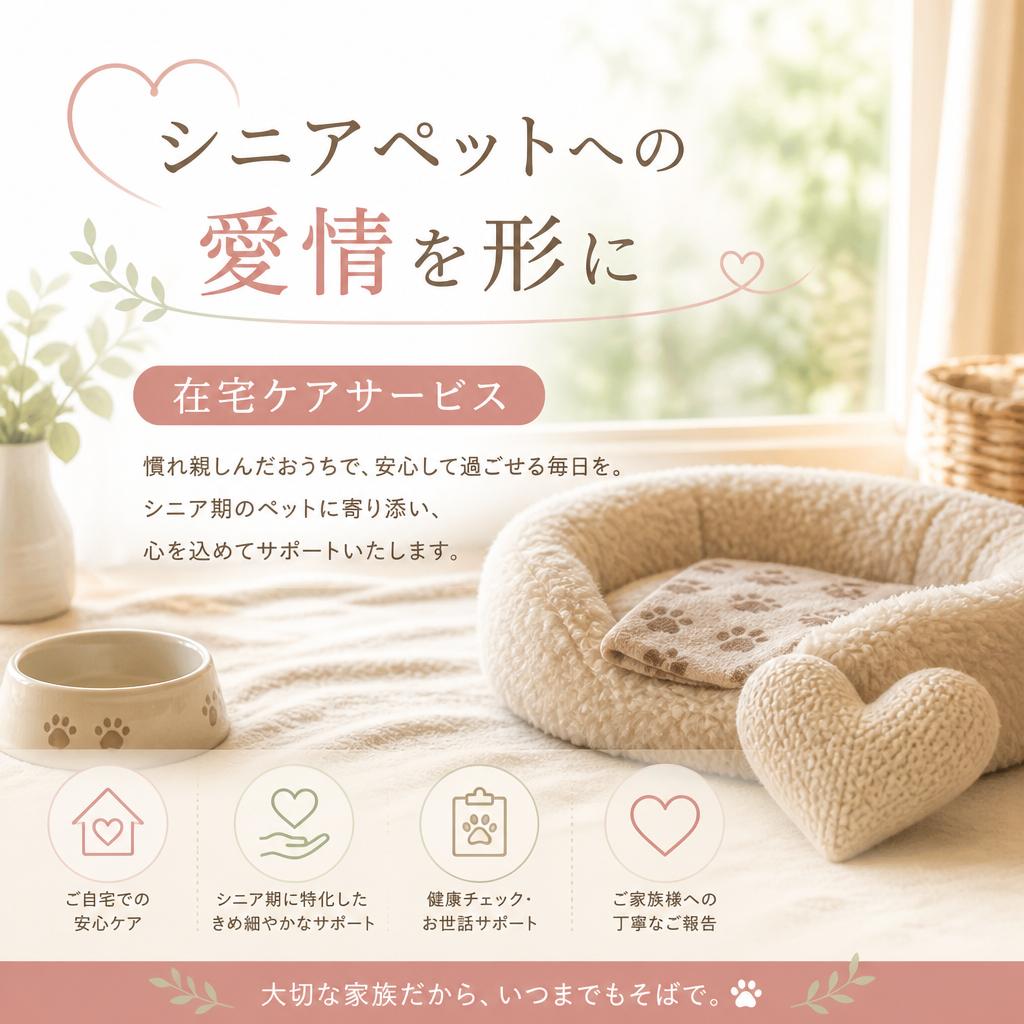 「シニアペットへの愛情を形に」在宅ケアサービス