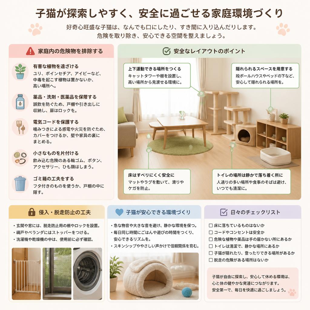 2. 家の中での安全対策 - 子猫の好奇心を活かす環境作り